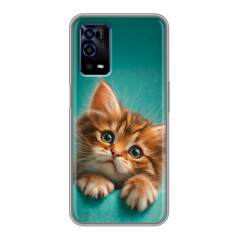 Силиконовый противоударный чехол на OPPO A55 с принтом котенок Силиконовый противоударный чехол на OPPO A55 с принтом котенок