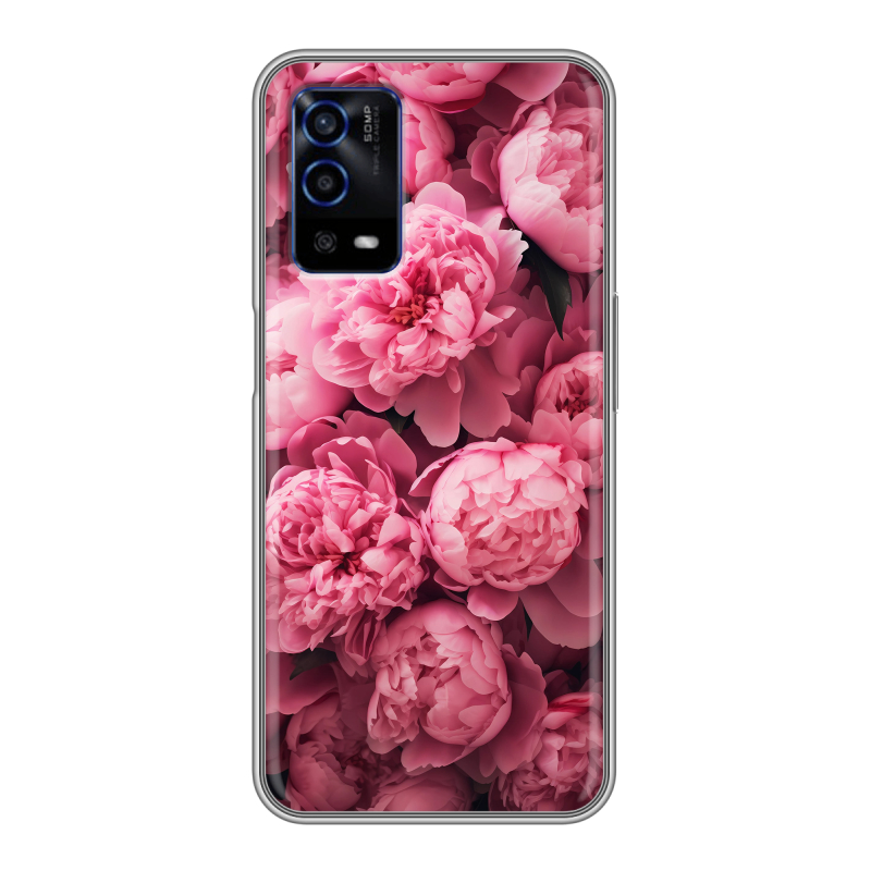 Силиконовый противоударный чехол на OPPO A55 с принтом цветы пионы Силиконовый противоударный чехол на OPPO A55 с принтом цветы пионы
