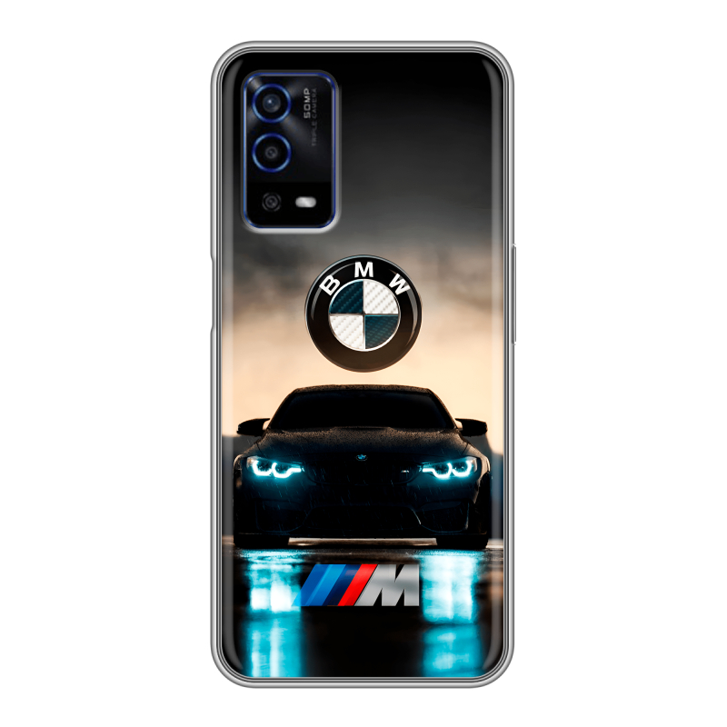 Силиконовый противоударный чехол на OPPO A55 с принтом БМВ BMW Силиконовый противоударный чехол на OPPO A55 с принтом БМВ BMW