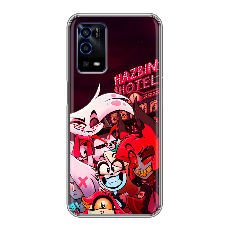 Силиконовый противоударный чехол на OPPO A55 с принтом Hazbin Hotel Отель Хазбин Силиконовый противоударный чехол на OPPO A55 с принтом Hazbin Hotel Отель Хазбин