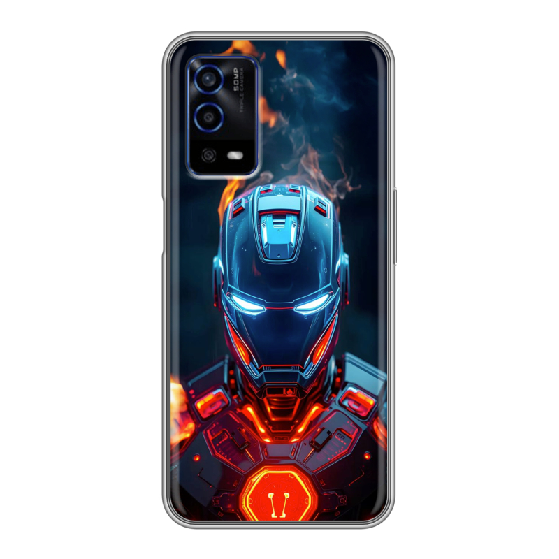 Силиконовый противоударный чехол на OPPO A55 с принтом IronMan Железный человек Силиконовый противоударный чехол на OPPO A55 с принтом IronMan Железный человек