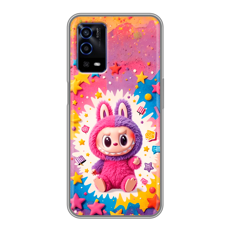Силиконовый противоударный чехол на OPPO A55 с принтом Labubu Лабубу Силиконовый противоударный чехол на OPPO A55 с принтом Labubu Лабубу