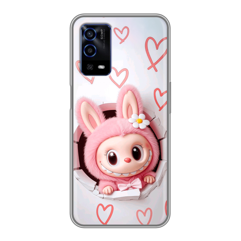 Силиконовый противоударный чехол на OPPO A55 с принтом Labubu Лабубу Силиконовый противоударный чехол на OPPO A55 с принтом Labubu Лабубу