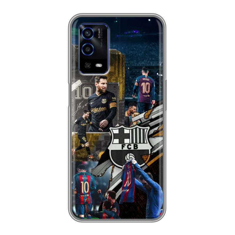 Силиконовый противоударный чехол на OPPO A55 с принтом Messi Barcelona Силиконовый противоударный чехол на OPPO A55 с принтом Messi Barcelona