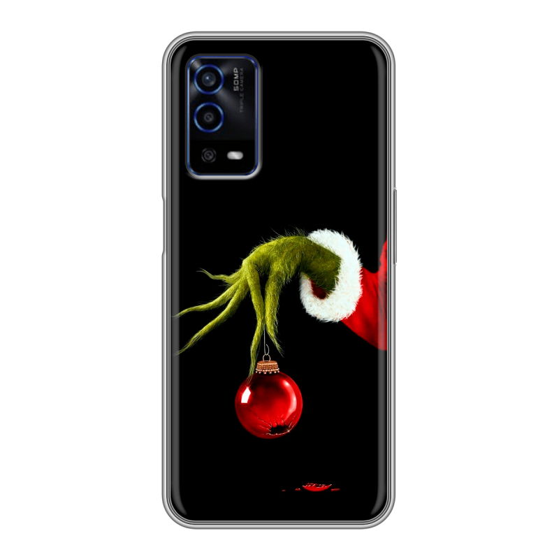 Силиконовый противоударный чехол на OPPO A55 с принтом Новый год Гринч Силиконовый противоударный чехол на OPPO A55 с принтом Новый год Гринч