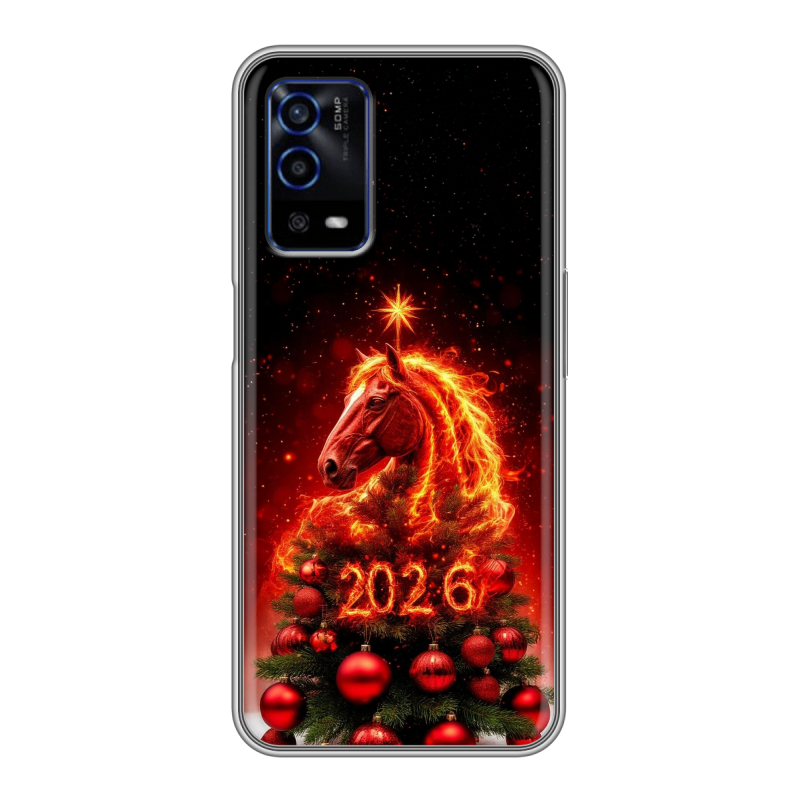 Силиконовый противоударный чехол на OPPO A55 с принтом Новый год Силиконовый противоударный чехол на OPPO A55 с принтом Новый год
