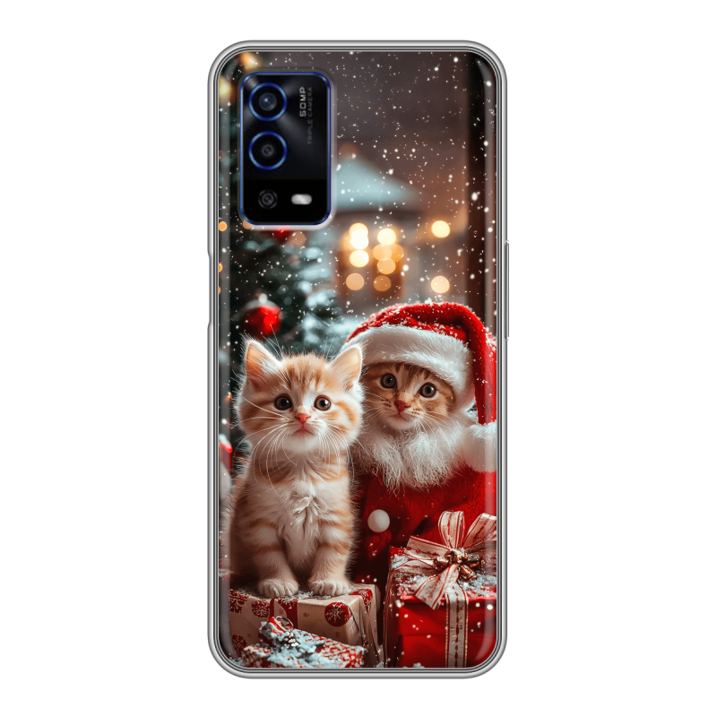 Силиконовый противоударный чехол на OPPO A55 с принтом Новый год Силиконовый противоударный чехол на OPPO A55 с принтом Новый год