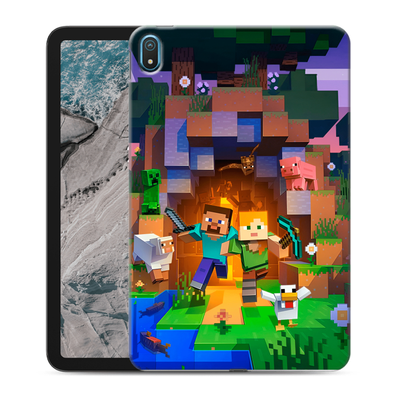 Силиконовый чехол на Nokia T20 с принтом Майнкрафт Minecraft Силиконовый чехол на Nokia T20 с принтом Майнкрафт Minecraft
