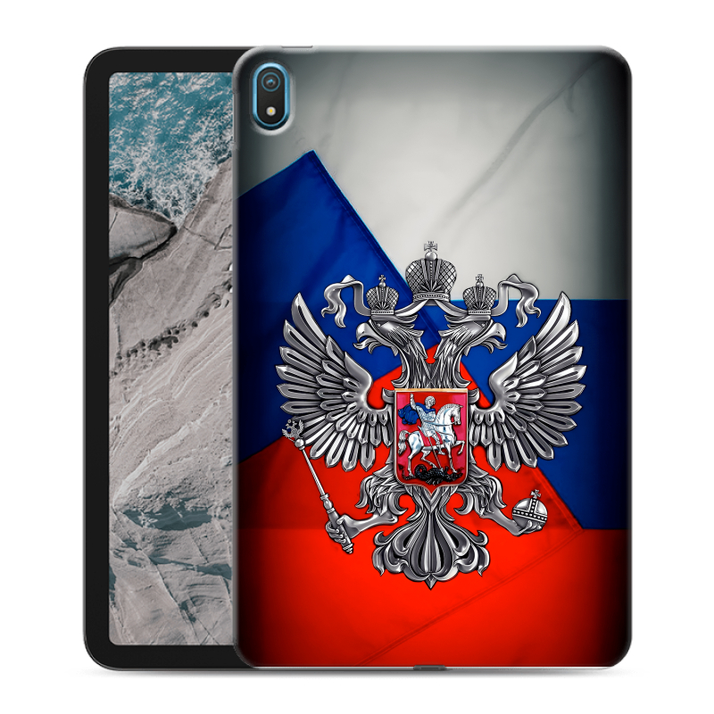 Силиконовый чехол на Nokia T20 с принтом Флаг России Силиконовый чехол на Nokia T20 с принтом Флаг России