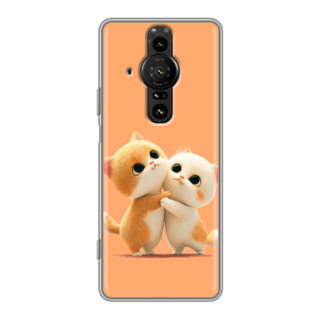 Силиконовый противоударный чехол на Sony Xperia Pro-I с принтом Милые котики Силиконовый противоударный чехол на Sony Xperia Pro-I с принтом Милые котики
