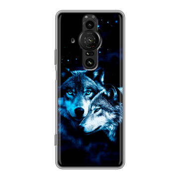 Силиконовый противоударный чехол на Sony Xperia Pro-I с принтом Волки Силиконовый противоударный чехол на Sony Xperia Pro-I с принтом Волки