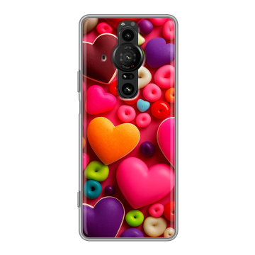 Силиконовый противоударный чехол на Sony Xperia Pro-I с принтом Сердечки Силиконовый противоударный чехол на Sony Xperia Pro-I с принтом Сердечки