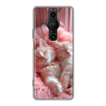 Силиконовый противоударный чехол на Sony Xperia Pro-I с принтом котята котики