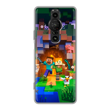 Силиконовый противоударный чехол на Sony Xperia Pro-I с принтом Майнкрафт Minecraft