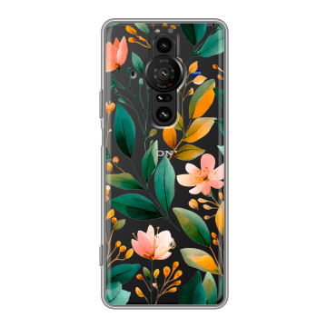 Силиконовый противоударный чехол на Sony Xperia Pro-I с принтом Цветы паттерн