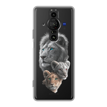 Силиконовый противоударный чехол на Sony Xperia Pro-I с принтом Львы