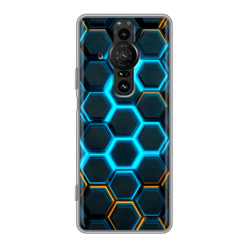 Силиконовый противоударный чехол на Sony Xperia Pro-I с принтом Неоновые соты