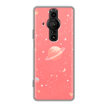 Силиконовый противоударный чехол на Sony Xperia Pro-I с принтом Розовый космос