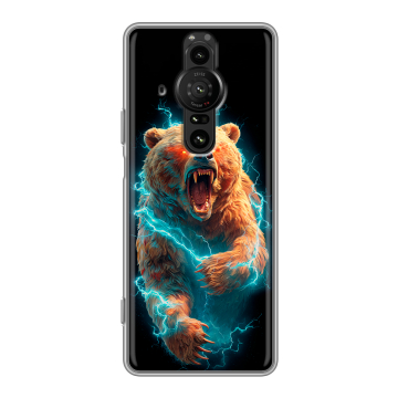 Силиконовый противоударный чехол на Sony Xperia Pro-I с принтом Медведь