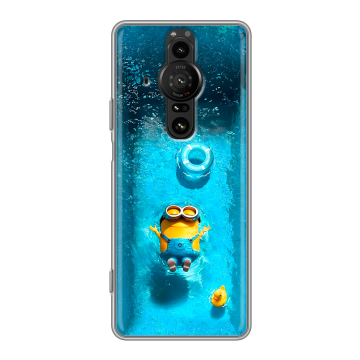 Силиконовый противоударный чехол на Sony Xperia Pro-I с принтом Миньоны