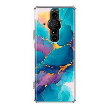 Силиконовый противоударный чехол на Sony Xperia Pro-I с принтом Мрамор блестки Силиконовый противоударный чехол на Sony Xperia Pro-I с принтом Мрамор блестки