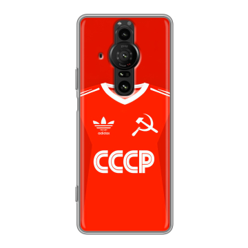Силиконовый противоударный чехол на Sony Xperia Pro-I с принтом Флаг Герб СССР Силиконовый противоударный чехол на Sony Xperia Pro-I с принтом Флаг Герб СССР