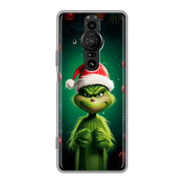 Силиконовый противоударный чехол на Sony Xperia Pro-I с принтом Гринч Новый год Рождество Силиконовый противоударный чехол на Sony Xperia Pro-I с принтом Гринч Новый год Рождество