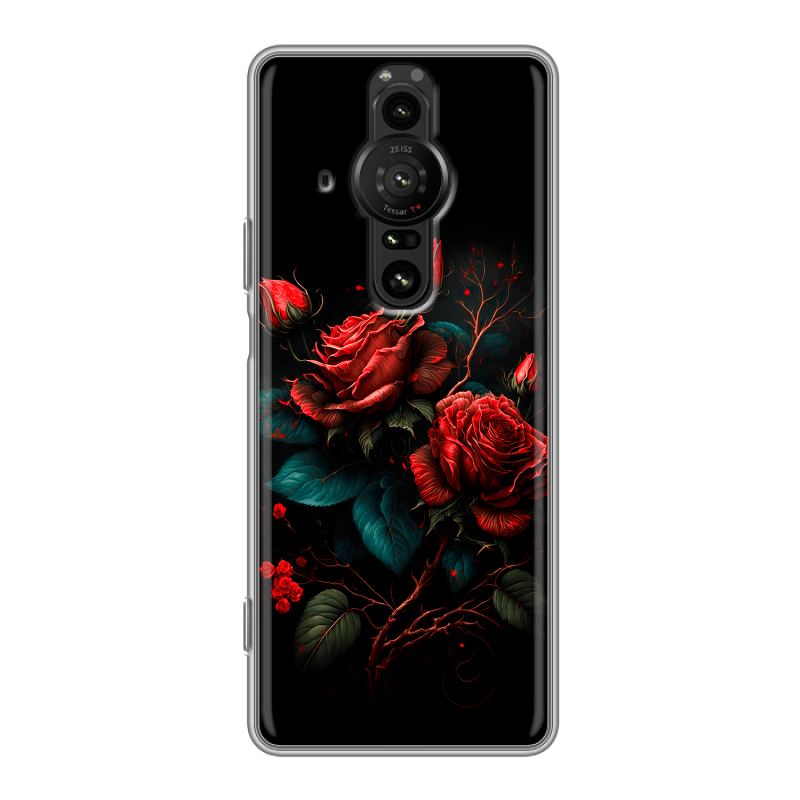 Силиконовый противоударный чехол на Sony Xperia Pro-I с принтом Розы красные Силиконовый противоударный чехол на Sony Xperia Pro-I с принтом Розы красные