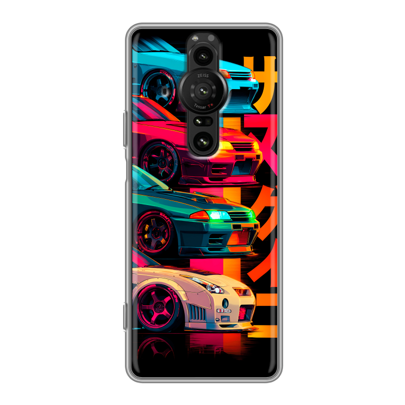 Силиконовый противоударный чехол на Sony Xperia Pro-I с принтом Гоночные машины Силиконовый противоударный чехол на Sony Xperia Pro-I с принтом Гоночные машины