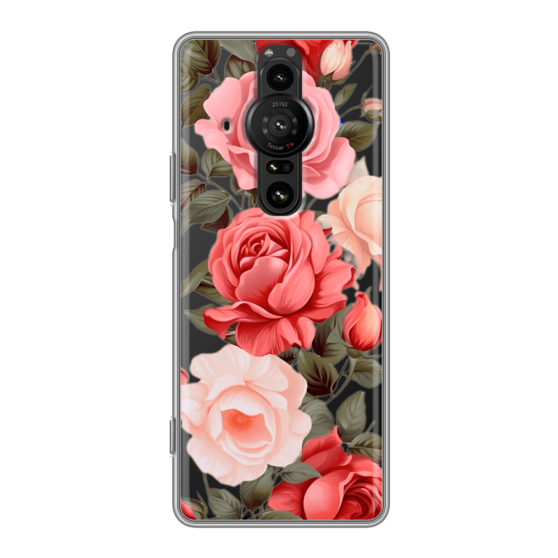 Силиконовый противоударный чехол на Sony Xperia Pro-I с принтом Розы Силиконовый противоударный чехол на Sony Xperia Pro-I с принтом Розы