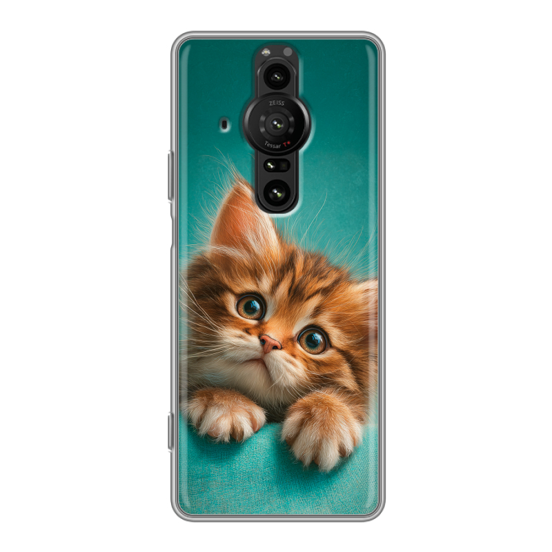 Силиконовый противоударный чехол на Sony Xperia Pro-I с принтом котенок Силиконовый противоударный чехол на Sony Xperia Pro-I с принтом котенок