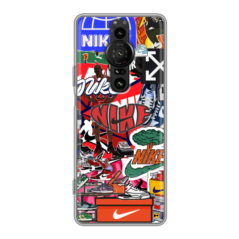 Силиконовый противоударный чехол на Sony Xperia Pro-I с принтом Найк Nike яркий Силиконовый противоударный чехол на Sony Xperia Pro-I с принтом Найк Nike яркий