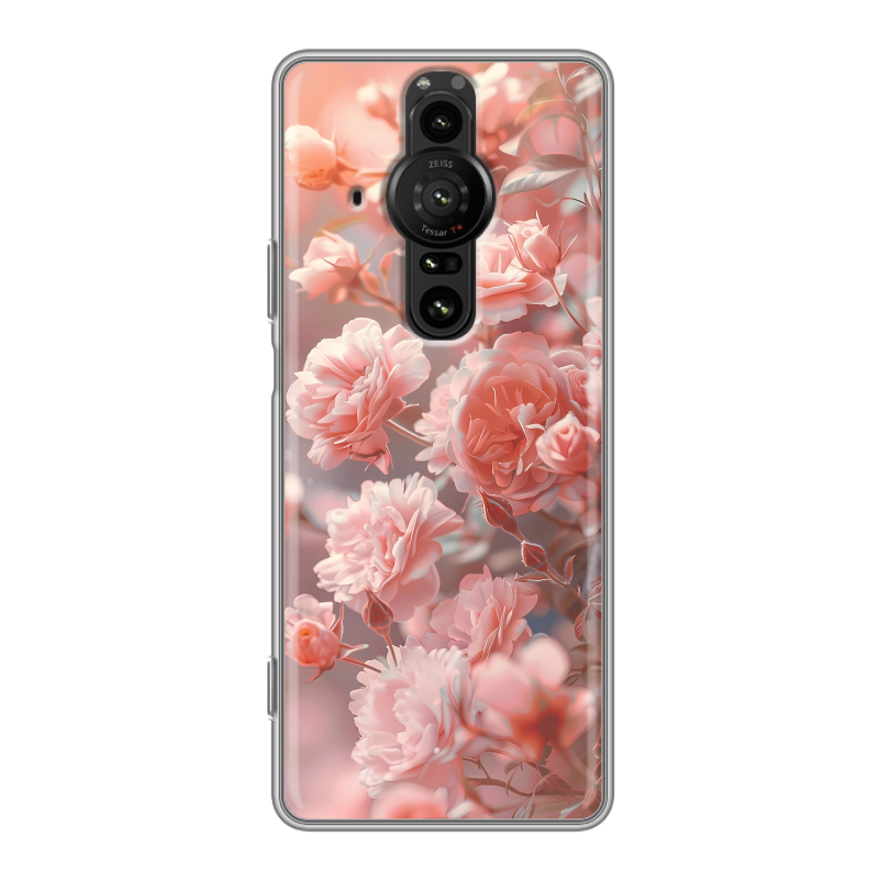 Силиконовый противоударный чехол на Sony Xperia Pro-I с принтом Розовые розы Силиконовый противоударный чехол на Sony Xperia Pro-I с принтом Розовые розы