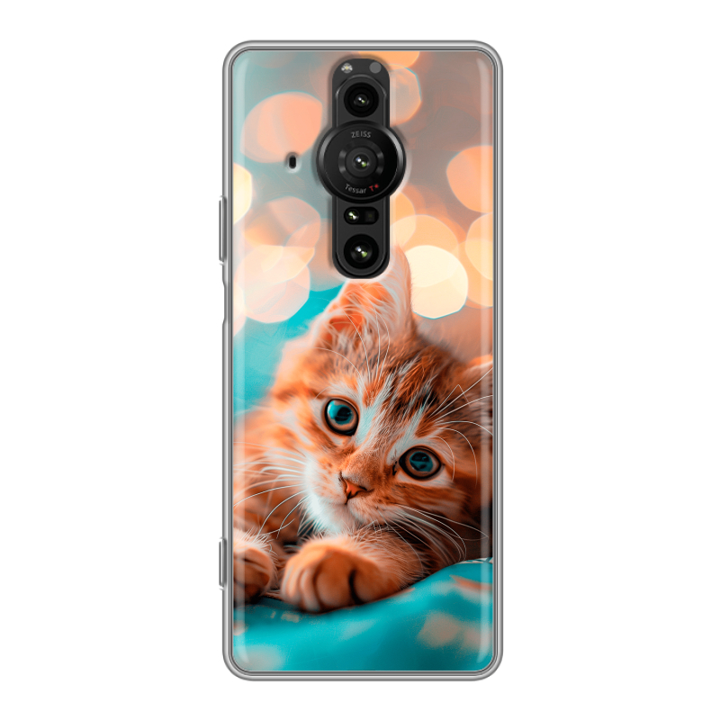 Силиконовый противоударный чехол на Sony Xperia Pro-I с принтом котик Силиконовый противоударный чехол на Sony Xperia Pro-I с принтом котик