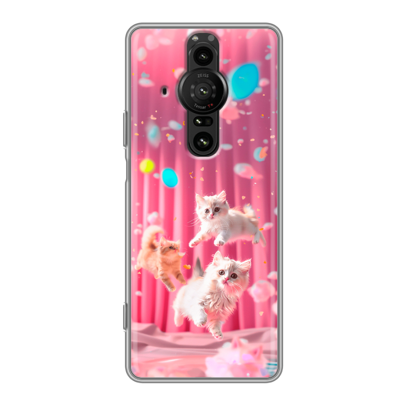 Силиконовый противоударный чехол на Sony Xperia Pro-I с принтом милые котики Силиконовый противоударный чехол на Sony Xperia Pro-I с принтом милые котики