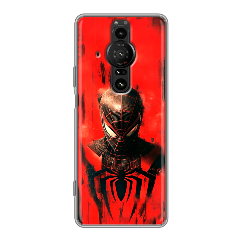 Силиконовый противоударный чехол на Sony Xperia Pro-I с принтом человек паук spiderman Силиконовый противоударный чехол на Sony Xperia Pro-I с принтом человек паук spiderman