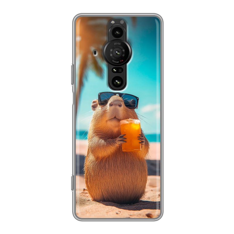 Силиконовый противоударный чехол на Sony Xperia Pro-I с принтом Капибара Силиконовый противоударный чехол на Sony Xperia Pro-I с принтом Капибара