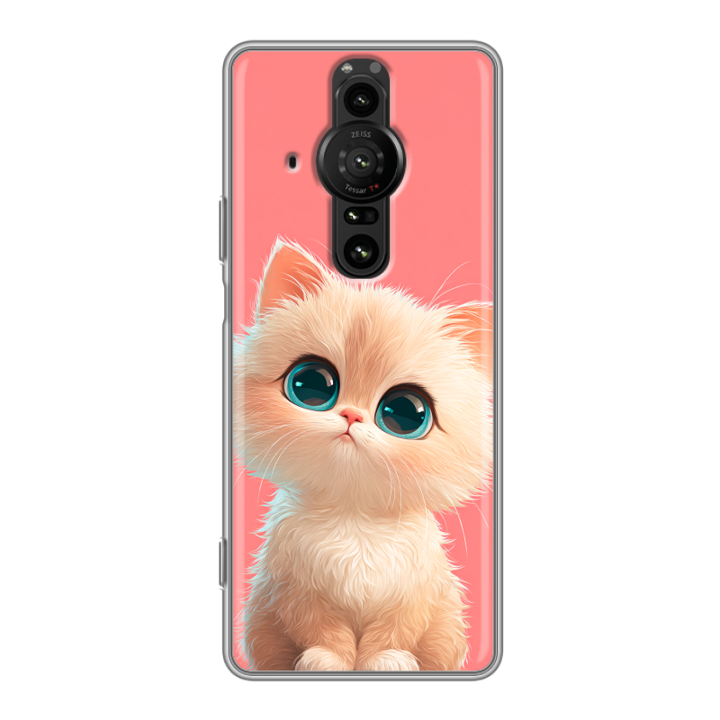 Силиконовый противоударный чехол на Sony Xperia Pro-I с принтом Розовый котенок Силиконовый противоударный чехол на Sony Xperia Pro-I с принтом Розовый котенок