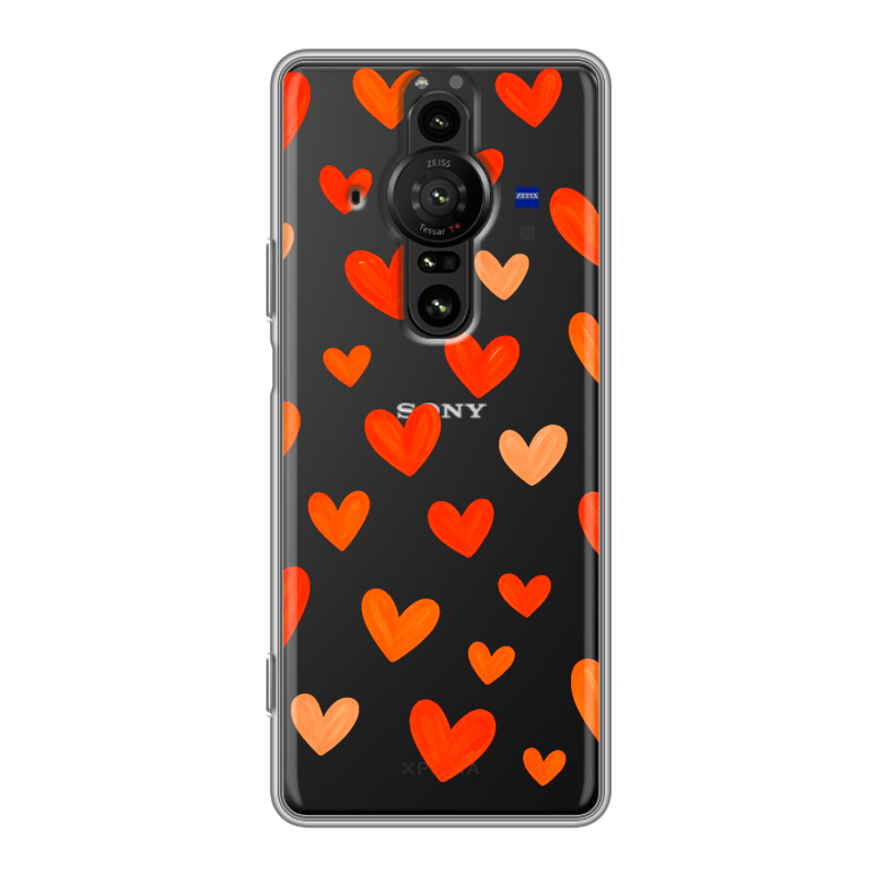 Силиконовый противоударный чехол на Sony Xperia Pro-I с принтом Сердечки Силиконовый противоударный чехол на Sony Xperia Pro-I с принтом Сердечки