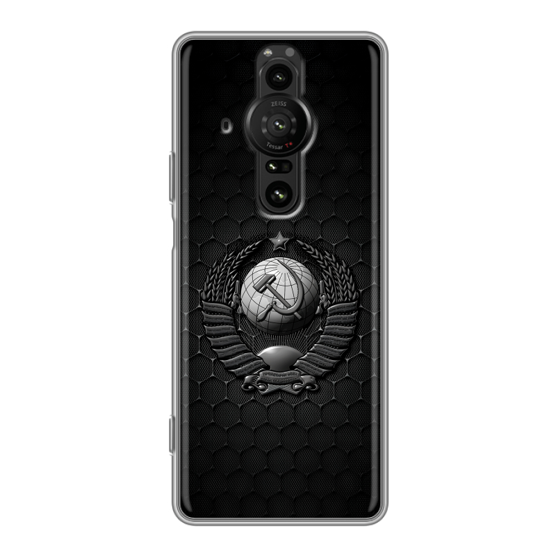 Силиконовый противоударный чехол на Sony Xperia Pro-I с принтом Герб Флаг СССР Силиконовый противоударный чехол на Sony Xperia Pro-I с принтом Герб Флаг СССР
