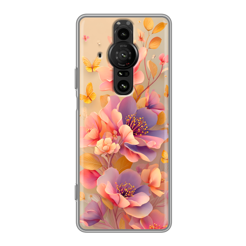 Силиконовый противоударный чехол на Sony Xperia Pro-I с принтом Цветы и бабочки Силиконовый противоударный чехол на Sony Xperia Pro-I с принтом Цветы и бабочки