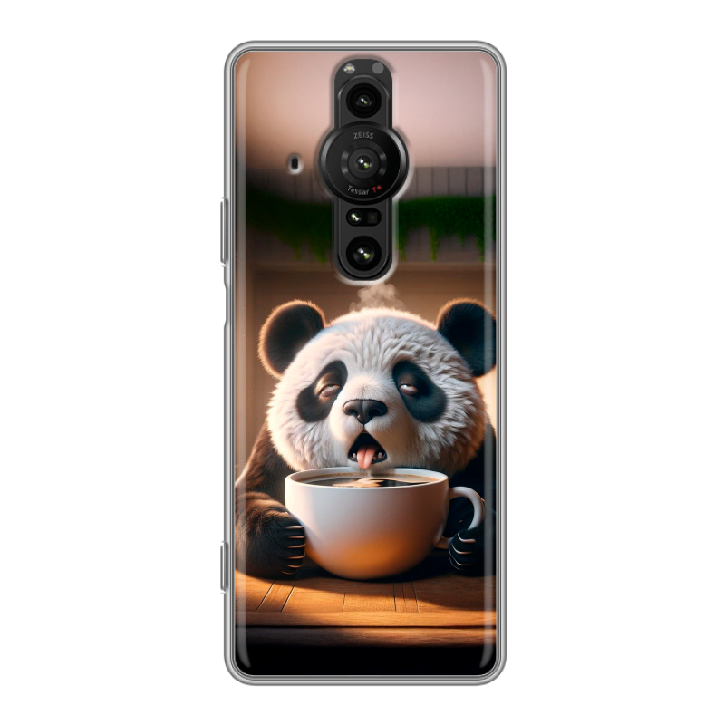 Силиконовый противоударный чехол на Sony Xperia Pro-I с принтом смешная панда Силиконовый противоударный чехол на Sony Xperia Pro-I с принтом смешная панда
