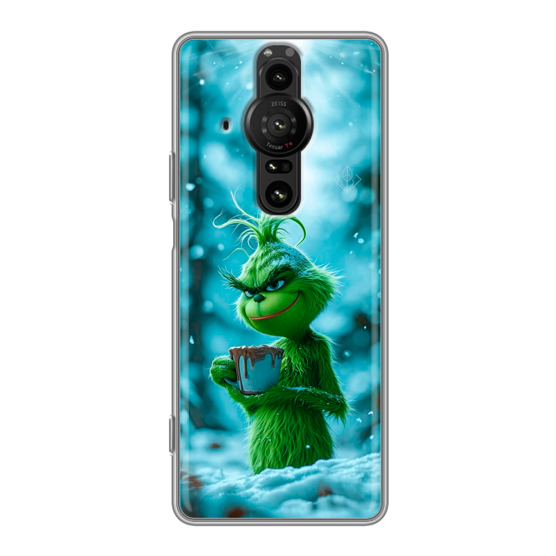 Силиконовый противоударный чехол на Sony Xperia Pro-I с принтом Новый год гринч Силиконовый противоударный чехол на Sony Xperia Pro-I с принтом Новый год гринч