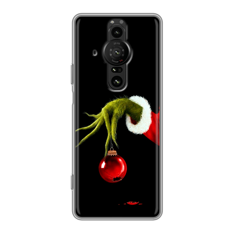 Силиконовый противоударный чехол на Sony Xperia Pro-I с принтом Новый год Гринч Силиконовый противоударный чехол на Sony Xperia Pro-I с принтом Новый год Гринч