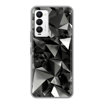 Силиконовый противоударный чехол на Tecno Camon 18 с принтом Черные кристаллы Силиконовый противоударный чехол на Tecno Camon 18 с принтом Черные кристаллы