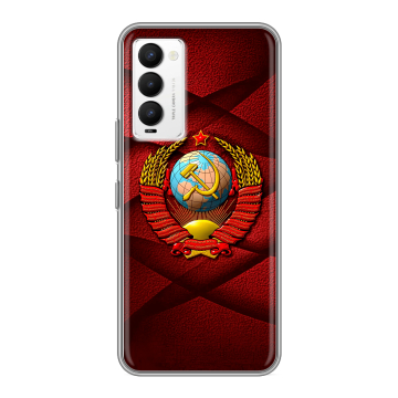 Силиконовый противоударный чехол на Tecno Camon 18 с принтом Герб СССР Силиконовый противоударный чехол на Tecno Camon 18 с принтом Герб СССР
