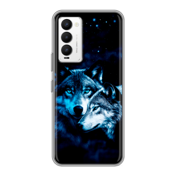 Силиконовый противоударный чехол на Tecno Camon 18 с принтом Волки Силиконовый противоударный чехол на Tecno Camon 18 с принтом Волки