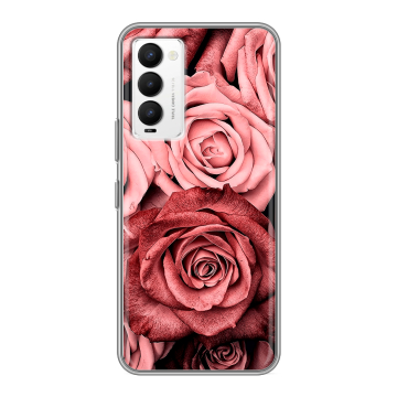 Силиконовый противоударный чехол на Tecno Camon 18 с принтом Цветы розы Силиконовый противоударный чехол на Tecno Camon 18 с принтом Цветы розы