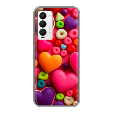 Силиконовый противоударный чехол на Tecno Camon 18 с принтом Сердечки Силиконовый противоударный чехол на Tecno Camon 18 с принтом Сердечки