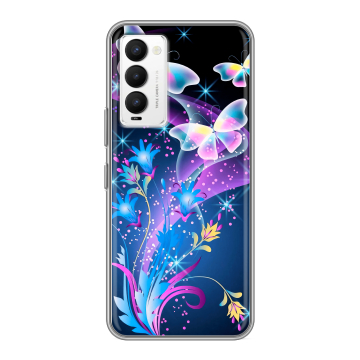 Силиконовый противоударный чехол на Tecno Camon 18 с принтом Бабочки